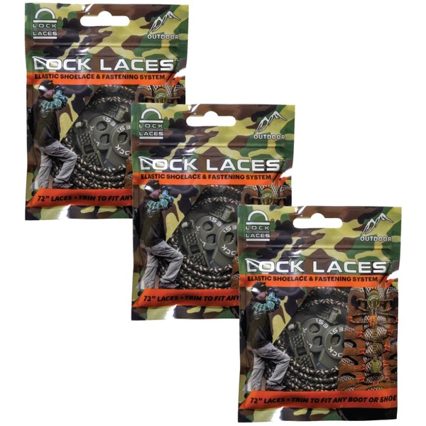 Lock Laces (3 Pair Premium Heavy Duty Elastic No Tie