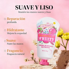 Crema De Manos Hidratante De Fresa | Moisturizing Hand Cream | Loción Hidratante Suave Con Extractos Vegetales For Piel Seca | Cuidado Otoño-invierno, 65g