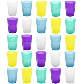 ENGELLAND 25 x Plastic Cups Drinking Cups Party Cups Plastic Drinking Glasses Reusable Cocktail Cups Colourful Mix 0.25 L BPA Free