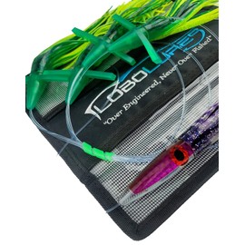 Lobo Lures #222 Tuna Crack Commotion Splash Machine Tuna Bullet Daisy Chain 400lb Leader & 10/0 Hook (Green & Purple)