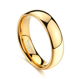 Zakk 2mm 4mm 6mm 8mm Tungsten Wedding Bands Ring for Women Men Gold Polished Dome Engagement Promise Rings Comfort Fit (6mm,K 1/2)