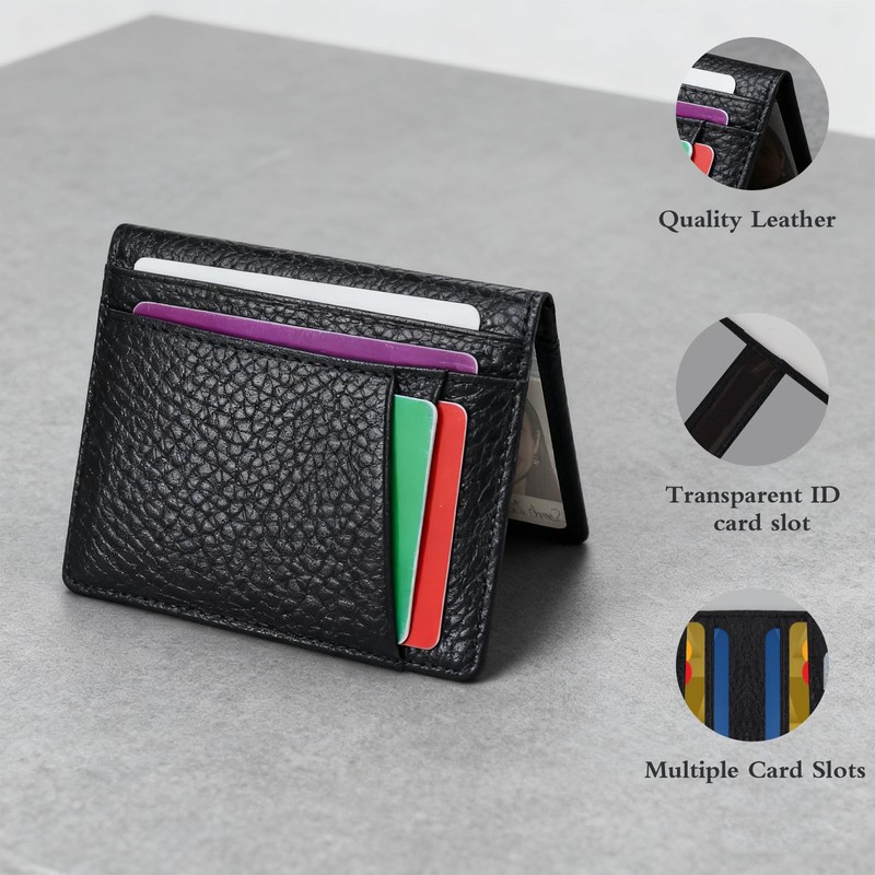 Feelorna Slim Wallet for Men, Compact Cards Case Leather Wallets