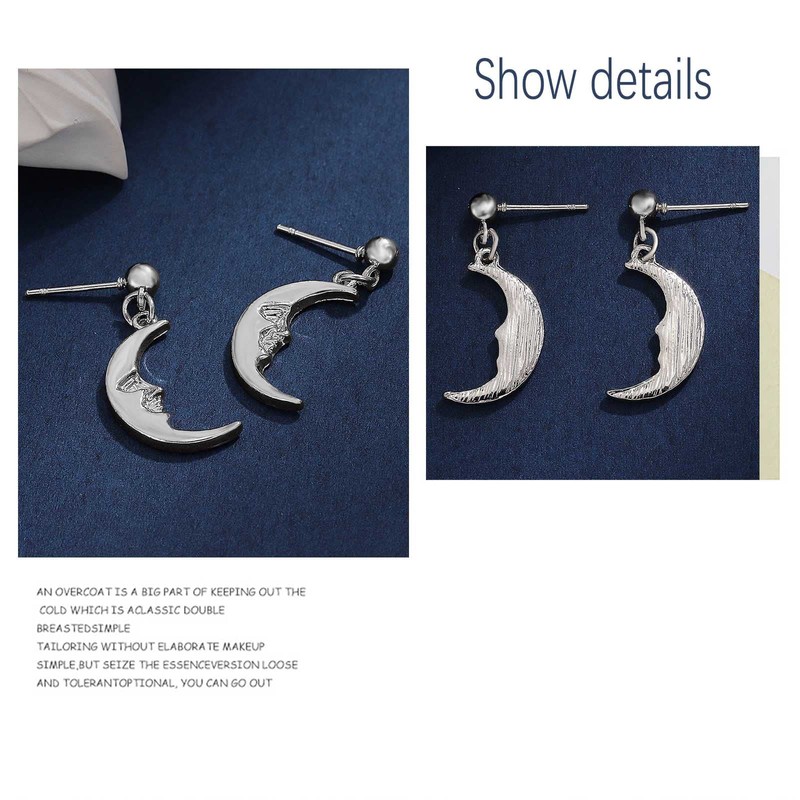 TseenYi Moon Earrings Small Tiny Moon Crescent Earrings Silver Crescent