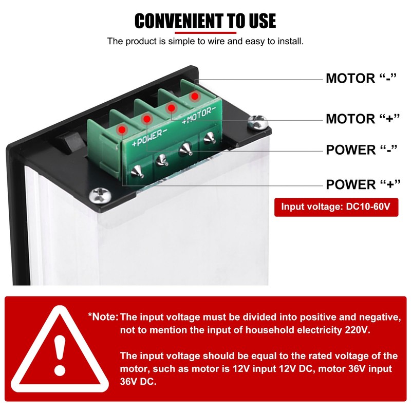 EVTSCAN DC Motor Speed Controller, 20A 10-60V PWM Regulator Switch