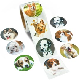 500Pcs Round Cute Dog for Kids Teacher Reward Stickers School Supplies, Animal Incentive Roll Sticker Potty Training Stickers for School Classroom Home（S107 Series）