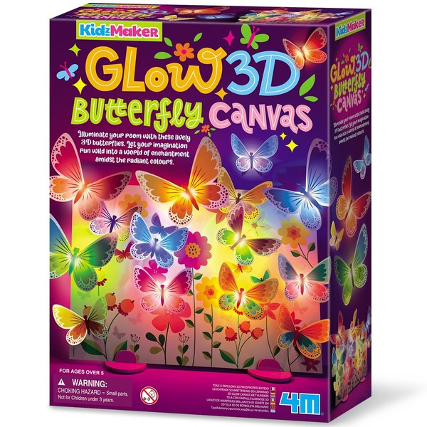 4M KidzMaker 3D Glow Butterfly Canvas, Create Your Own Light