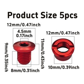 Runseaway 5PCS M8 Chainring Bolts, 7075 Aluminum Alloy Bike Crankset Screws, Single Chainwheel Fixing Hardware for MTB Road BMX Bicycle, CNC Nuts, Red