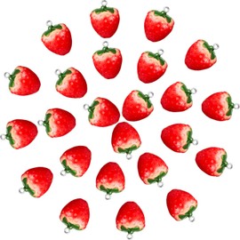 Dije de fresa con dije de fruta, aretes de fresa, abalorio de resina 3D, adorno colgante de fresa para arete, pulseras, collares, accesorios para hacer joyas, Resina