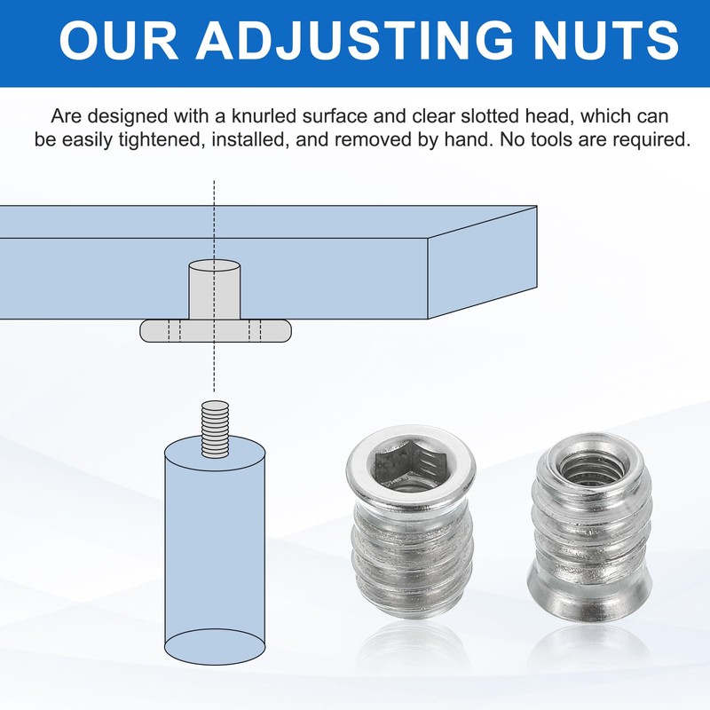 sourcing map 8Pcs Threaded Inserts Nuts, M6x15mm Hex Socket Drive