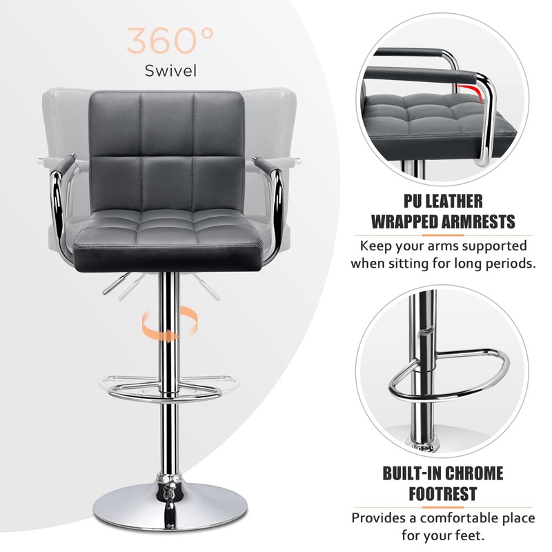 Huracan Swivel Counter Height Stool Set of 2 Grey Bar
