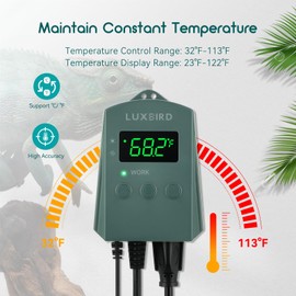 Luxbird Reptile Heating Pad 8" X 12" with Digital Thermostat Combo Under Tank Terrarium Heating Mat for Turtles, Lizards, Frogs, and Other Reptiles