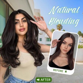 Peonymebeauty Black Hair Extensions, 4PCS Clip in Hair Extension 20 Inch Body Wavy Upgraded Invisible Soft Thin Lace Weft Natural Synthetic Soft Hairpieces for Women Girls Daily Use