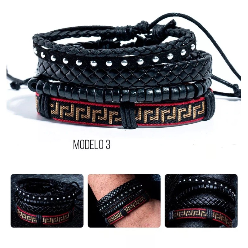 Veraly Pulsera Cuero Boho Vintage Multicapa Caballero Variedad