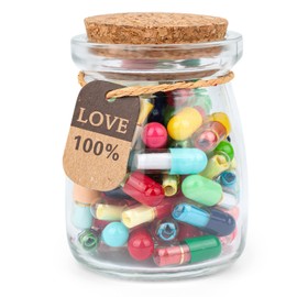 XHDAI Capsule Letters Message in a Bottle Glass，Capsule Message Pills/Love Letter/Cute Gifts Ideas for Boyfriend/Girlfriend. (Mixed Color 60PCS)