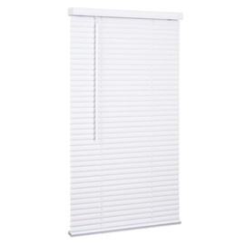 LOTUS & WINDOWARE Cordless Mini Blind, 1" Vinyl Slats, 34" Wide x 48" Long - White, Window Blinds for Home and Office, Interior Door Blinds - Light Filtering