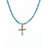 Boho Handmade Boho Blue Turquoise Cross Necklace Choose Gold Plate