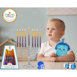 Hanukah Candle Dripless Chanukah Hanukkah Candles Decorative Purple, Blue, Orange Orange Frosted Stripes - 45 Candles 1-Hour Burn Time