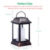 TomCare Flickering Flame Solar Lights Outdoor Metal Hanging Lantern, 2