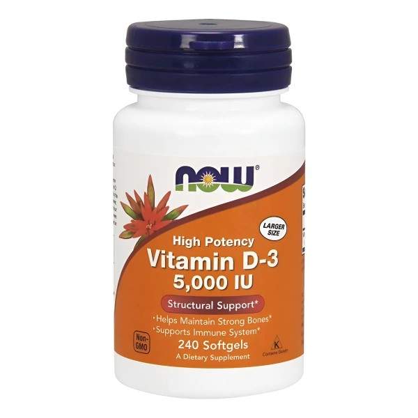 Now Bone Immune Health Foods Vitamina D3 5000 Alta Potencia