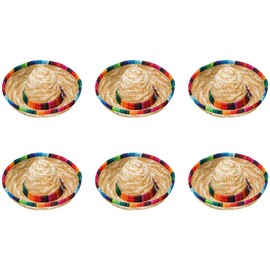 NISHZHU 6 Pack Small Sombrero Hats 6.5 Natural Straw Hats Sombrero Party Hats Dolls Pets Party Decoration Supplies