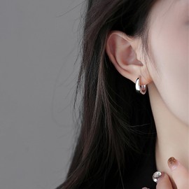 Reffeer 925 Sterling Silver Chunky Hoop Earrings for Women Teen Girls Thick Hoop Earrings Teardrop Hoop Earrings (A-Silver)