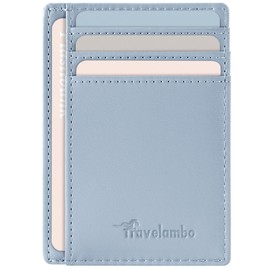 Travelambo Slim Wallet Front Pocket Minimalist Leather RFID Blocking Medium Size