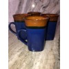 Royal Norfolk Blue/Brown Stoneware Coffee Mugs Dinnerware Cups-Set Of 4-SHIP24H