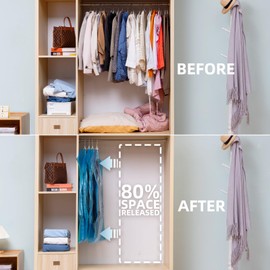 TAILI Hanging Vacuum Storage Bags for Clothes, 4 Packs Short 105x70cm, Vacuum Coat Bags for Suits, Jackets or Dresses, Closet Organizer Space Saver Vacuum Bags Blue