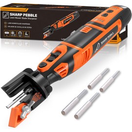 Sharp Pebble Cordless Lawn Mower Blade Sharpener – Adjustable 20°–40° Angle Guide Rotary Tool with Rechargeable Battery