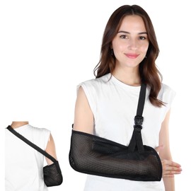 KFHENSOMR Mesh Arm Shoulder Sling Breathable Shoulder Immobilizer Medical Injury Torn Rotator Cuff Adjustable Arm Brace for Shower Right Left Arms Stabilizes Elbow Wrist Injury for Men Women Black
