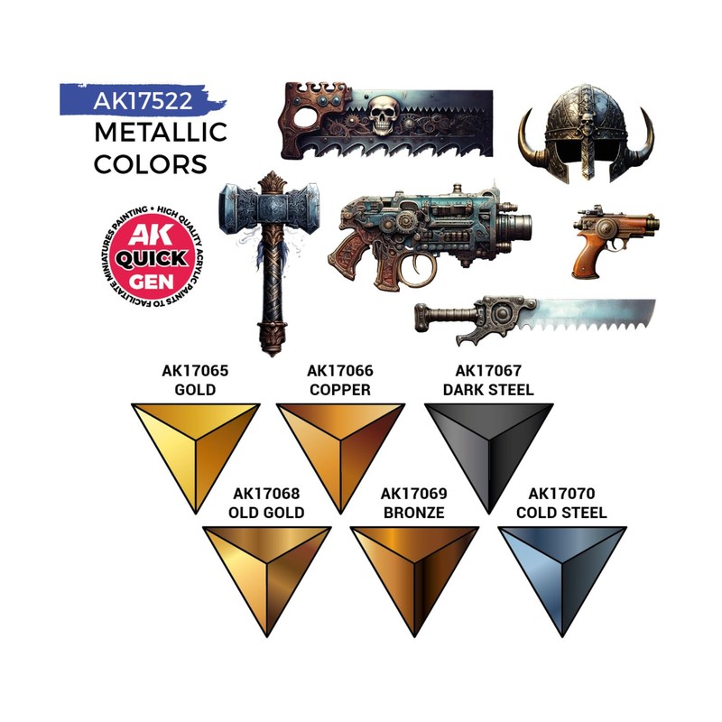 AK QUICK GEN SET AK17522 METALLICS (6x18ml)