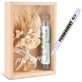 LAUMOE Creative Wedding Money Gifts, Wedding Gift for Bride and Groom, Money Gift, Wedding Wooden Gift, Money with Wooden Box, Dried Flowers, Test Tube, Marker (Style I)