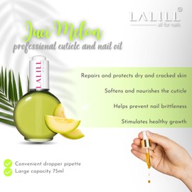 LALILL Nail Cuticle Oil 75 ml - Juicy Melon Nail Care Oil - Nail Oil Care for Nails Cuticles - Spa Manicure Nail Design Hands - Vegan - With Pipette