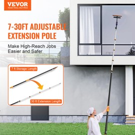VEVOR Telescopic Extension Pole, 7-30 FT Multi-Purpose Extension Pole, Sturdy Aluminum Alloy Paint Extendable Pole with Flip-Lock Design, Telescopic Pole for Painting, Dusting and Cleaning
