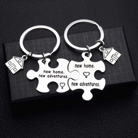 TOFBS Puzzle Partner Keyring Pendant Stainless Steel Alloy Keyring with Engraving Couple Key Ring Keychain Love Friendship Gifts Silver, Set of 2 #4