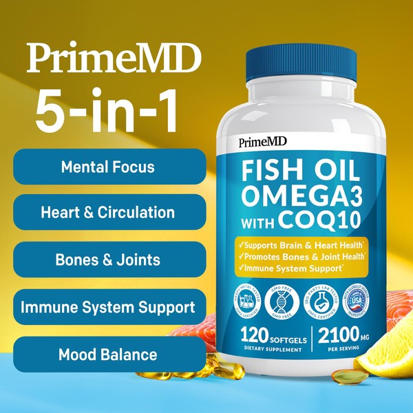 PrimeMD 5-in-1 Fish Oil Omega 3 Fatty Supplements (2100mg) -
