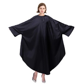 GOGO Barber Cape Salon Robe Gown Coverall With Sleeves for Unisex Hairdressing Lightweight-Black