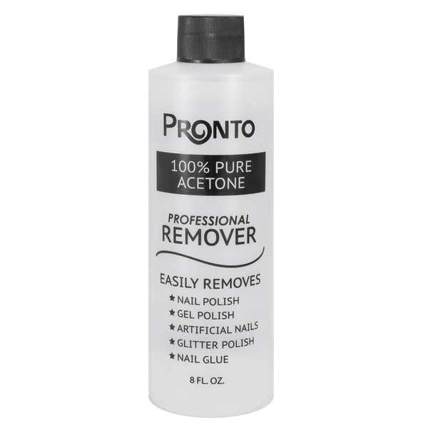 Pronto 100% Pure Acetone - Quick, Professional Nail Polish Remover - For Natural, Gel, Acrylic, Sculptured Nails (8 Ounces)