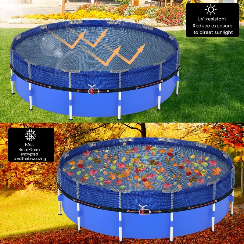Waterproof Winter Pool Cover, Multifunctional Round Tarp for Above Ground