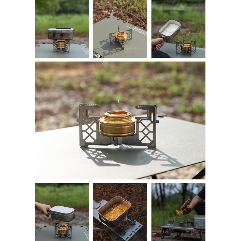 Camping Moon Alcohol Burner with Storage Bag, Stainless Steel Trivet,