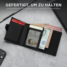 KLOMORE Geldbörse Airtag Herren Leder (Airtag Nicht enthalten) Klein Slim Wallet mit Münzfach RFID Schutz Geldbeutel Portmonee Kartenetui Portemonnaie Kreditkartenetui