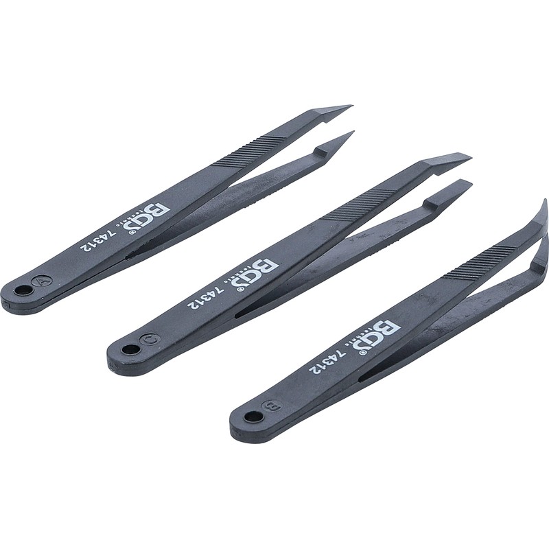 BGS 74312 | Plastic Tweezers Set | 3 Pieces