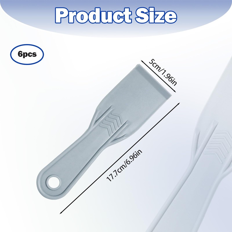 6 Pcs Flexible Plastic Paint Scraper, 2 Inch Plastic Putty