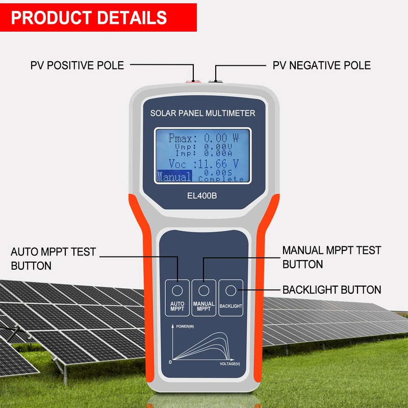 KAOLALI Digital 400W Solar Panel Smart Tester Auto/Manual MPPT Photovoltaic