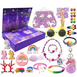 Advent Calendar 2024 for Girls, 24 Days Christmas Countdown Calendar Princess Blind Box, Including Hair Accessories, Bracelet, Ring, Necklace, Coin Purse