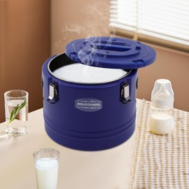 30L Commercial Insulated Bucket Large Capacity Stainless Steel Hot Cold Soup Container w/Sealed Lid Catering Food Warmers for Restaurant Canteen (Blue)