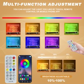 Acrylic Dry Erase Board with 7+Mixed Color LED Light-Up Memo Board w/Music Sync, APP & Remote Control, Stand, 12 Markers - Versatile Night Light for Room, Office -14.1"x10.9" Neon Glow Display (Black)