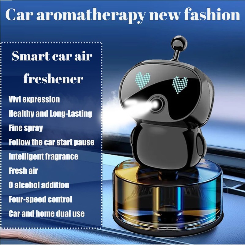 Lanxuan Aromatherapy, Smart Cute Robot Car Air Freshener, Fine Spray/Fillable/Four-Gear