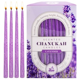 Ner Mitzvah Dripless Chanukah Candles Standard Size, Scented Hanukkah Candles Fits Most Menorahs, Premium Quality Wax for All 8 Nights of Hanukkah - Count 45, Purple