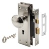 Defender Security E 2330 Mortise Keyed Lock Set with Satin Nickel Knob – Perfect for Replacing Broken Antique Lock Sets and More, Fits 1-3/8 in.-1-3/4 in. Interior Doors (Satin Nickel) (Pack of 5)